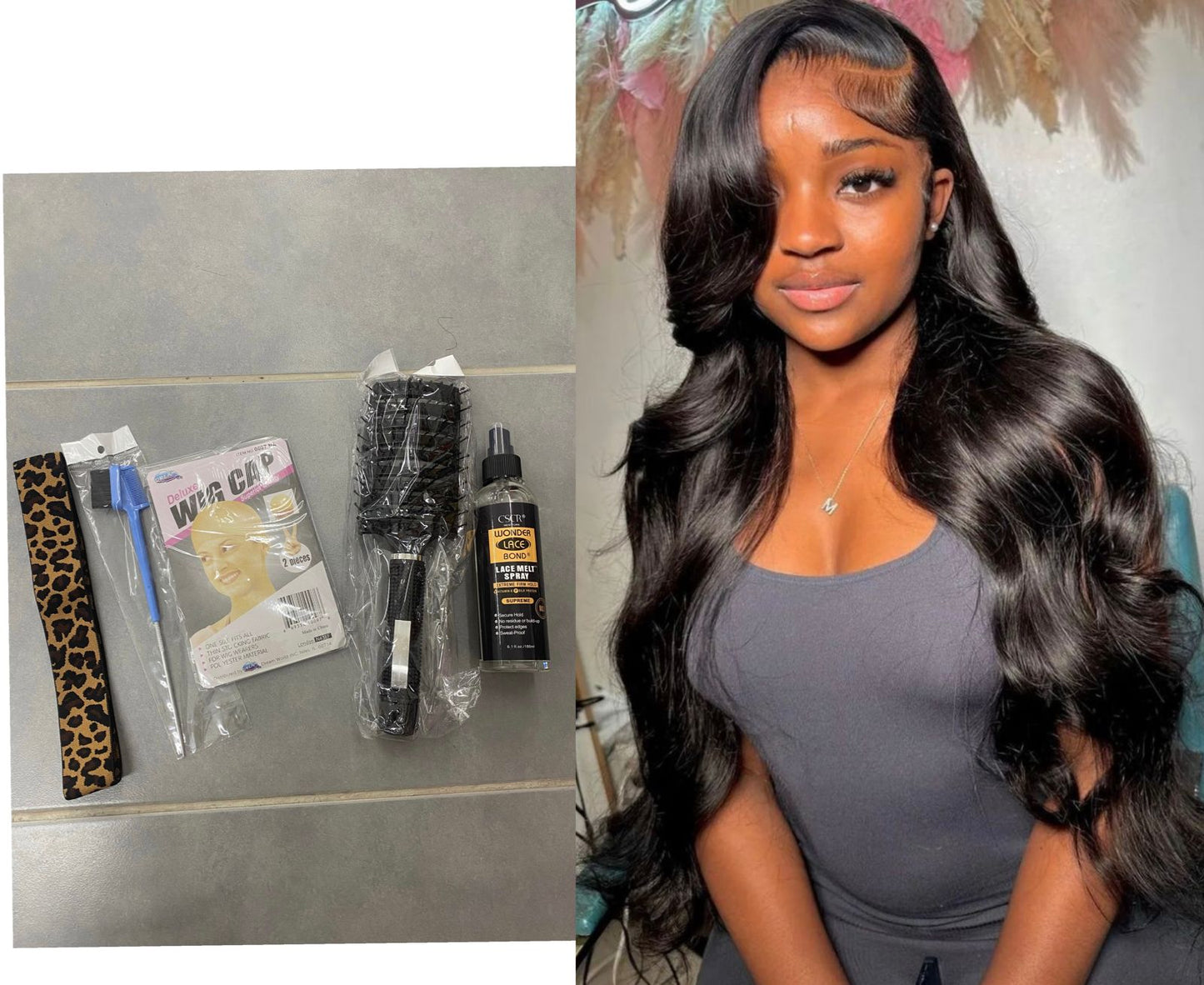 Double Drawn Body wave 30" 13x4 Black and Natural color