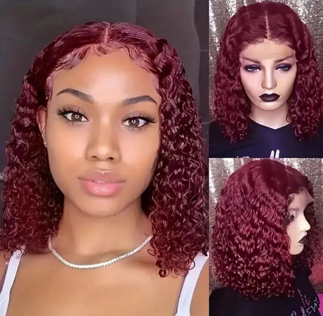 Maroon Water Curls 12" 13x4