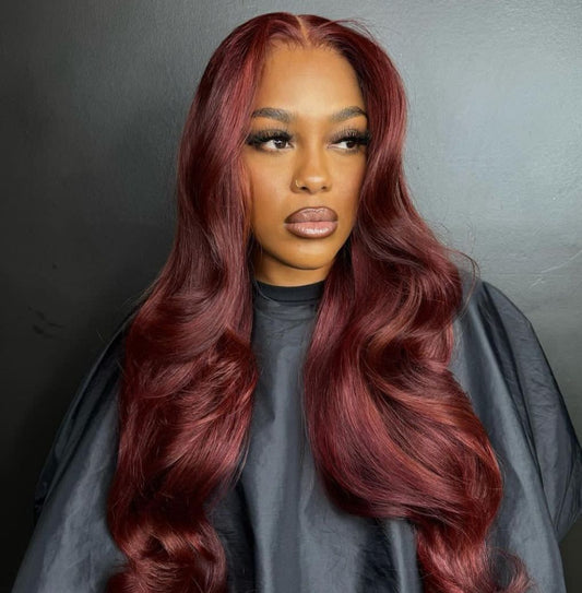 Double Drawn Body wave 13x4 30" Maroon