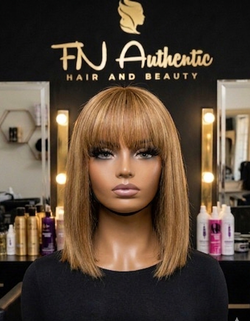 Double Drawn Virgin hair Straight weave with fringe 12"